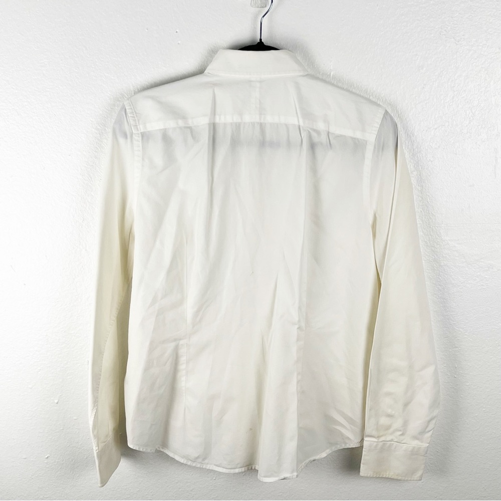 LAUREN RALPH LAUREN 100% Cotton Front Ruffle Button Long Sleeves Top Large - Picture 2 of 9